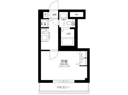 ユナイテッドグロー高田馬場(1K/2階)の間取り写真