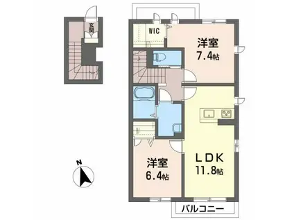 シャーメゾンせきのした(2LDK/2階)の間取り写真