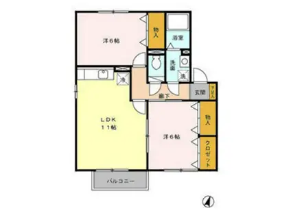 フォレドミール(2LDK/2階)の間取り写真