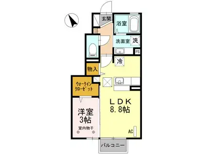 ルイティア III(1LDK/1階)の間取り写真