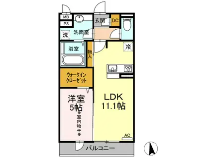 D-ROOM新白河(1LDK/2階)の間取り写真