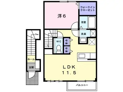 サン・フロール(1LDK/2階)の間取り写真