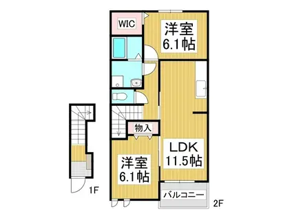 ボヌールシス(2LDK/2階)の間取り写真