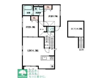 NAKAME COURT(2LDK/2階)の間取り写真
