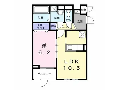 ロイヤルメゾン北巽 I(2LDK/2階)の間取り写真