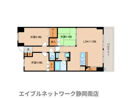 プレミスト東静岡ステーションレジデンス(3LDK/14階)の間取り写真