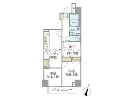 ディーズバリエ阪東橋レジデンス(2SDK/4階)の間取り写真