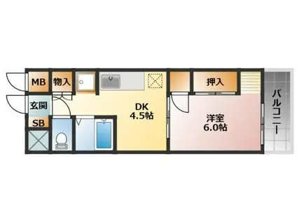 メゾン・ハーミティジ(1DK/2階)の間取り写真