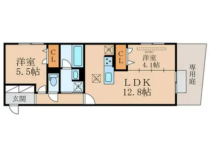 D-ROOM 東矢倉(2LDK/1階)の間取り写真