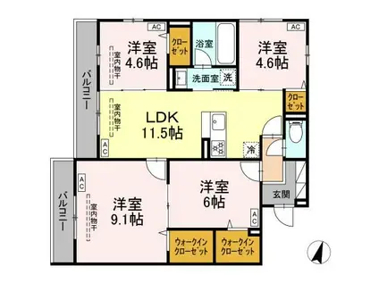 レジデンス湘南II(4LDK/2階)の間取り写真