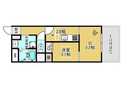 セントヒルズ皆実町(1DK/5階)の間取り写真