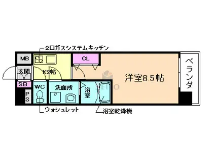 ジュネス新大阪レジデンス(1K/7階)の間取り写真