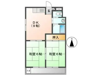 マンション丘(2DK/2階)の間取り写真