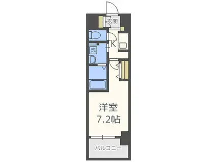 ミュプレ北浜(1K/3階)の間取り写真