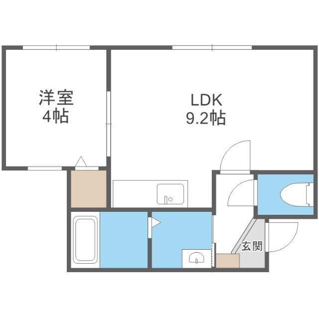 LIEN F・VILLAGE(1LDK/4階)の間取り写真