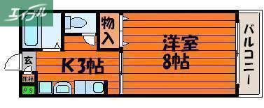 ミルフォード定森(1K/1階)の間取り写真