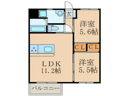PRESTIGE EXE(2LDK/2階)の間取り写真