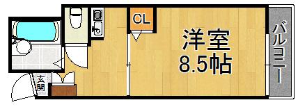 シード1(1K/2階)の間取り写真