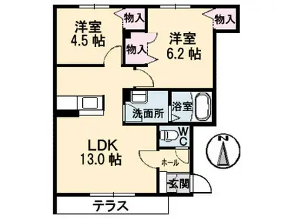 ヴィラーチェ(2LDK/1階)の間取り写真