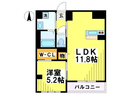 調布市国領町4丁目物件(1LDK/1階)の間取り写真