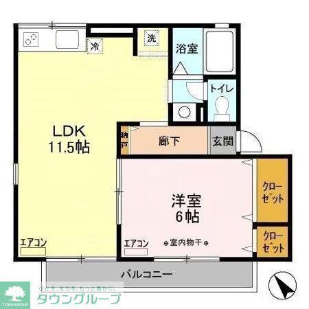 サンボナールJ(1LDK/2階)の間取り写真