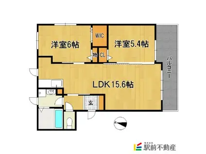 アクシスコート(2LDK/3階)の間取り写真