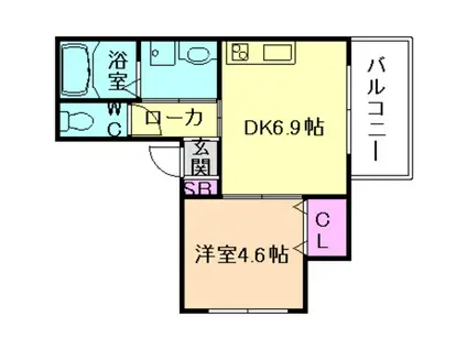 ヴェール エブラン(1DK/1階)の間取り写真