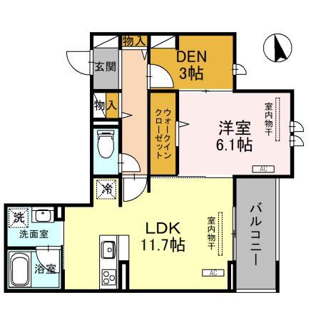 D-BLANC(1LDK/3階)の間取り写真