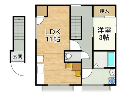 京町戸建(1LDK/2階)の間取り写真