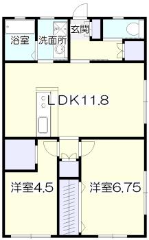 ブリリアント ブルー(2LDK/1階)の間取り写真