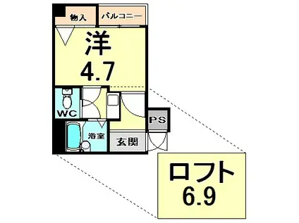 リバーサイド塚口(1K/2階)の間取り写真