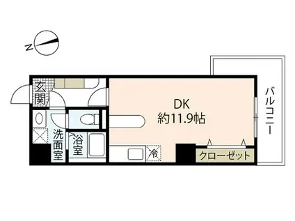 デルタ幟町(1DK/2階)の間取り写真