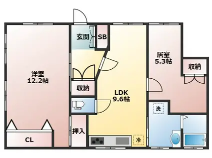 サニーサイド(2LDK/1階)の間取り写真