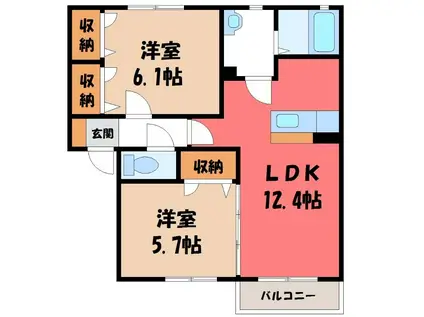 コアロード(2LDK/1階)の間取り写真