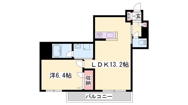 REMEMBRANCE西新町(1LDK/4階)の間取り写真