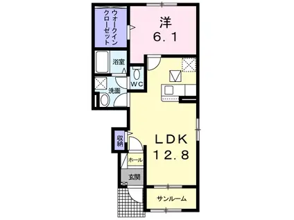 メゾンリヴィエールM(1LDK/1階)の間取り写真