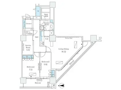 コスモポリス品川(2SLDK/7階)の間取り写真