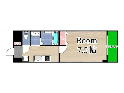 セレーネ都島(1K/8階)の間取り写真