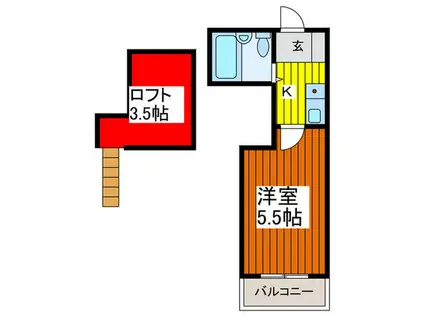 カルム泉町(1K/2階)の間取り写真