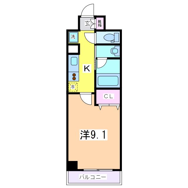 グレイスハイツ東中通(1K/4階)の間取り写真