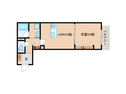 タウンコート西御門(1LDK/3階)の間取り写真