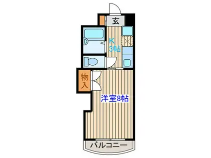 クレール小林(1K/4階)の間取り写真