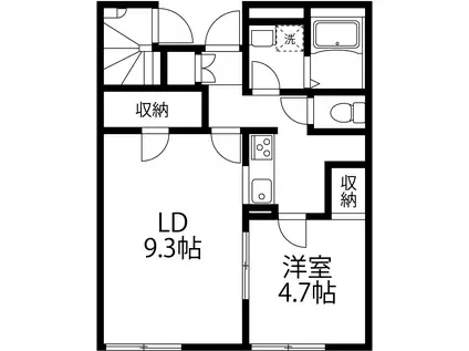 ミルキーウェイ(1LDK/2階)の間取り写真