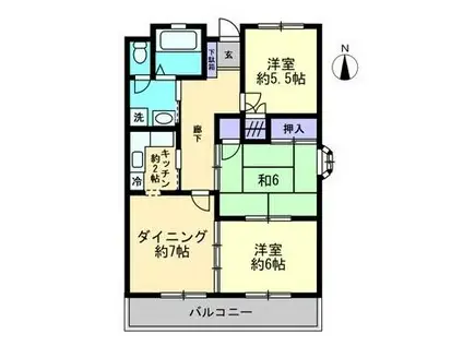 若葉ハイツ(3DK/1階)の間取り写真