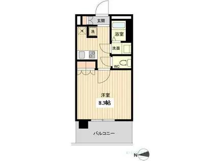 ラクアスレジデンス東新宿(1K/8階)の間取り写真