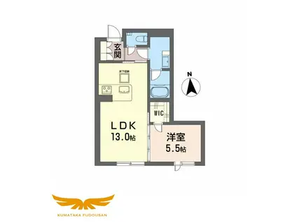 シャーメゾン 上水前寺(1LDK/1階)の間取り写真