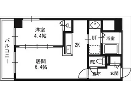 グランカーサ南6条(1LDK/3階)の間取り写真