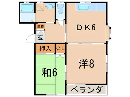 トミーローズA(2DK/2階)の間取り写真