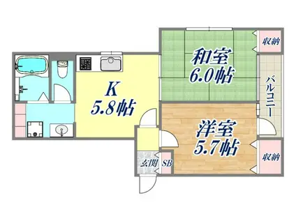 ル・ボア1(2K/1階)の間取り写真