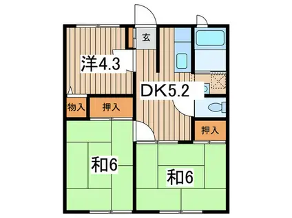 コズミックシティ南台第一A棟(3DK/1階)の間取り写真